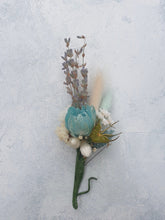 Load image into Gallery viewer, Soft Blue and White Wedding Boutonniere
