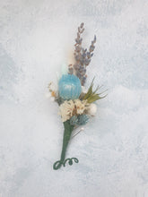Load image into Gallery viewer, Soft Blue and White Wedding Boutonniere
