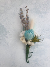 Load image into Gallery viewer, Soft Blue and White Wedding Boutonniere
