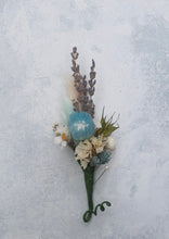 Load image into Gallery viewer, Soft Blue and White Wedding Boutonniere

