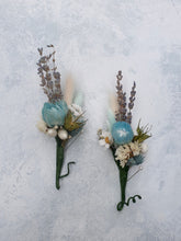 Load image into Gallery viewer, Soft Blue and White Wedding Boutonniere
