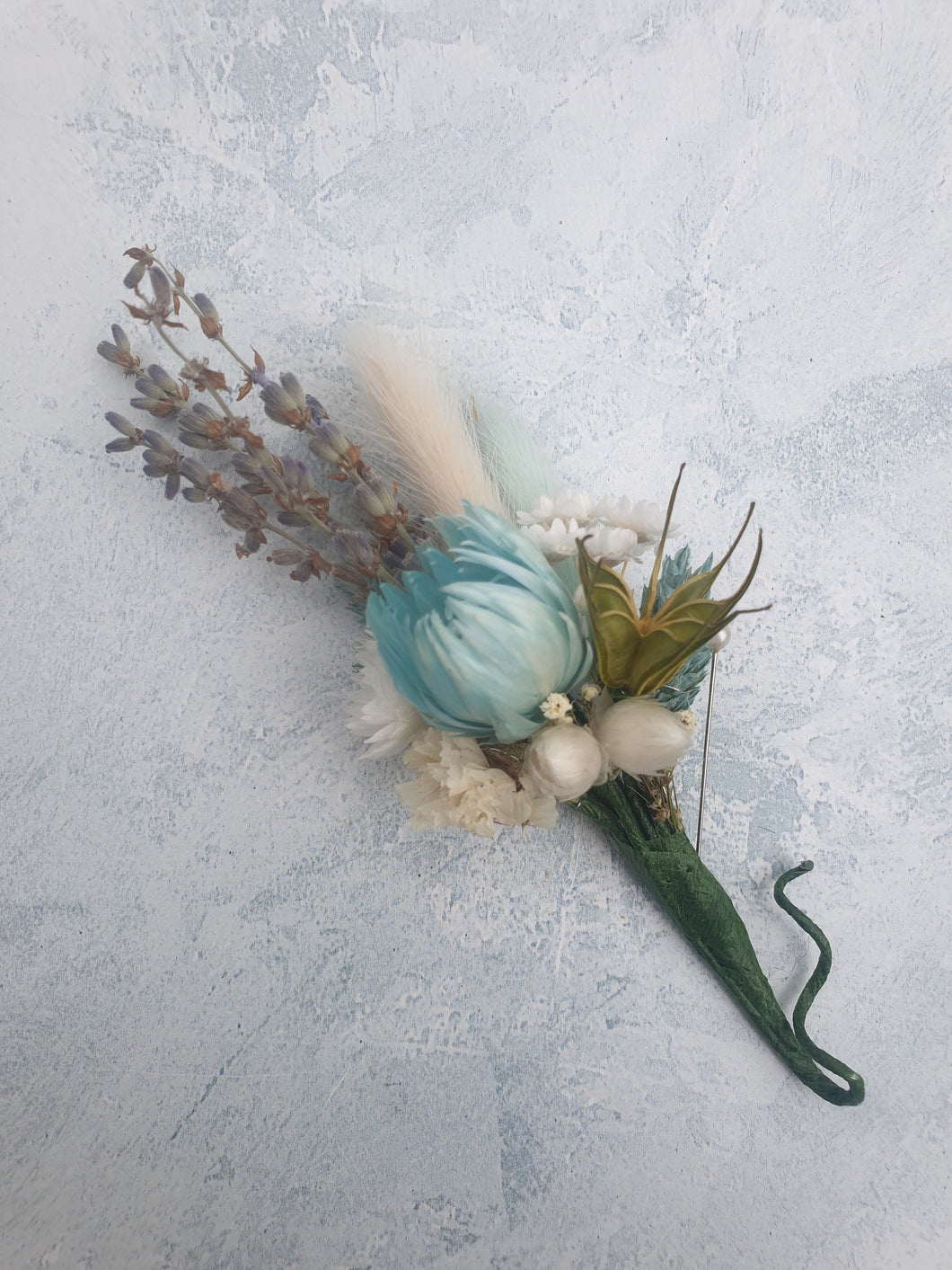 Soft Blue and White Wedding Boutonniere