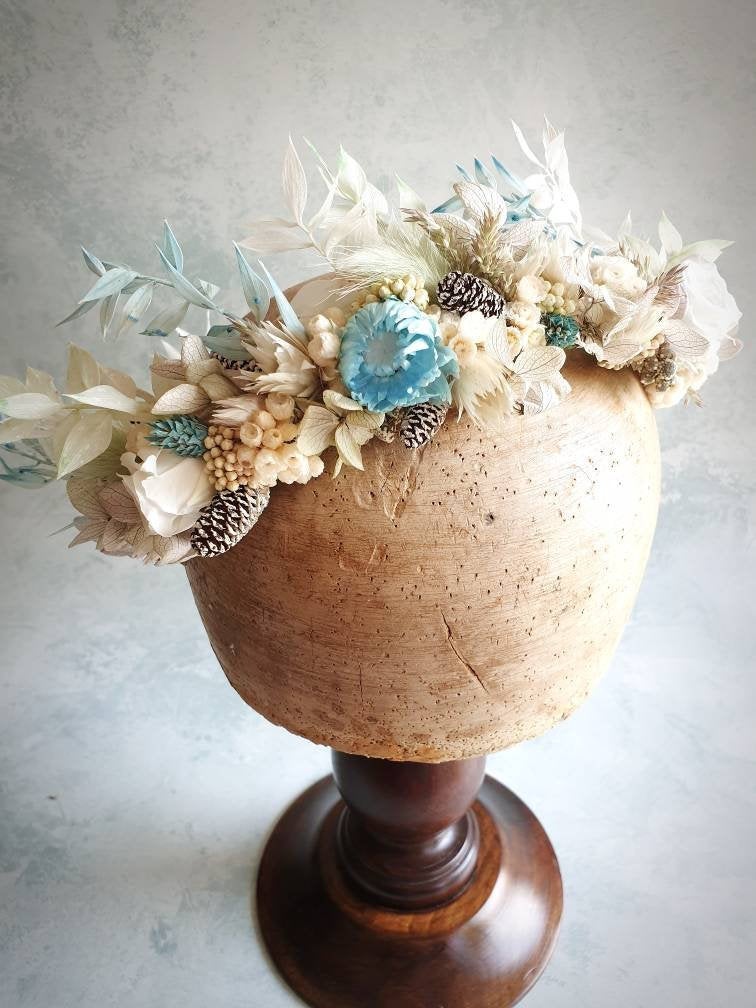 Snow Queen dried flower crown